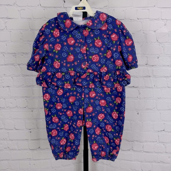 Baby OshKosh B’Gosh Purple Pink Floral Vintage Romper Size 6-9 Months